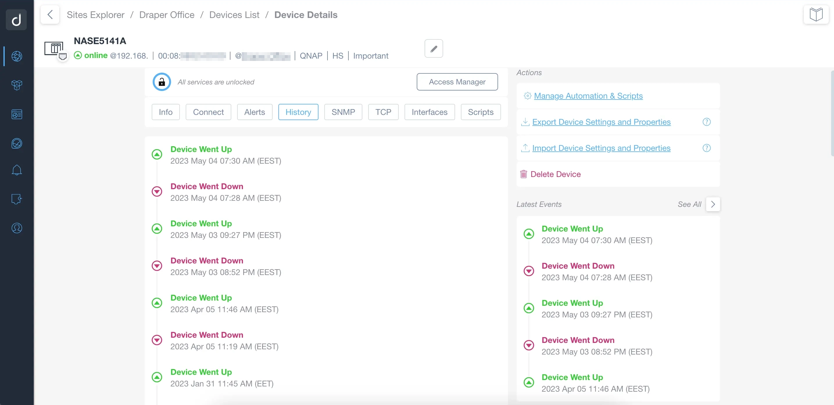 Device Details History